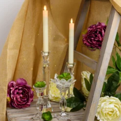 Set 2 candele sottili lunghe in cera avorio, h 23 cm