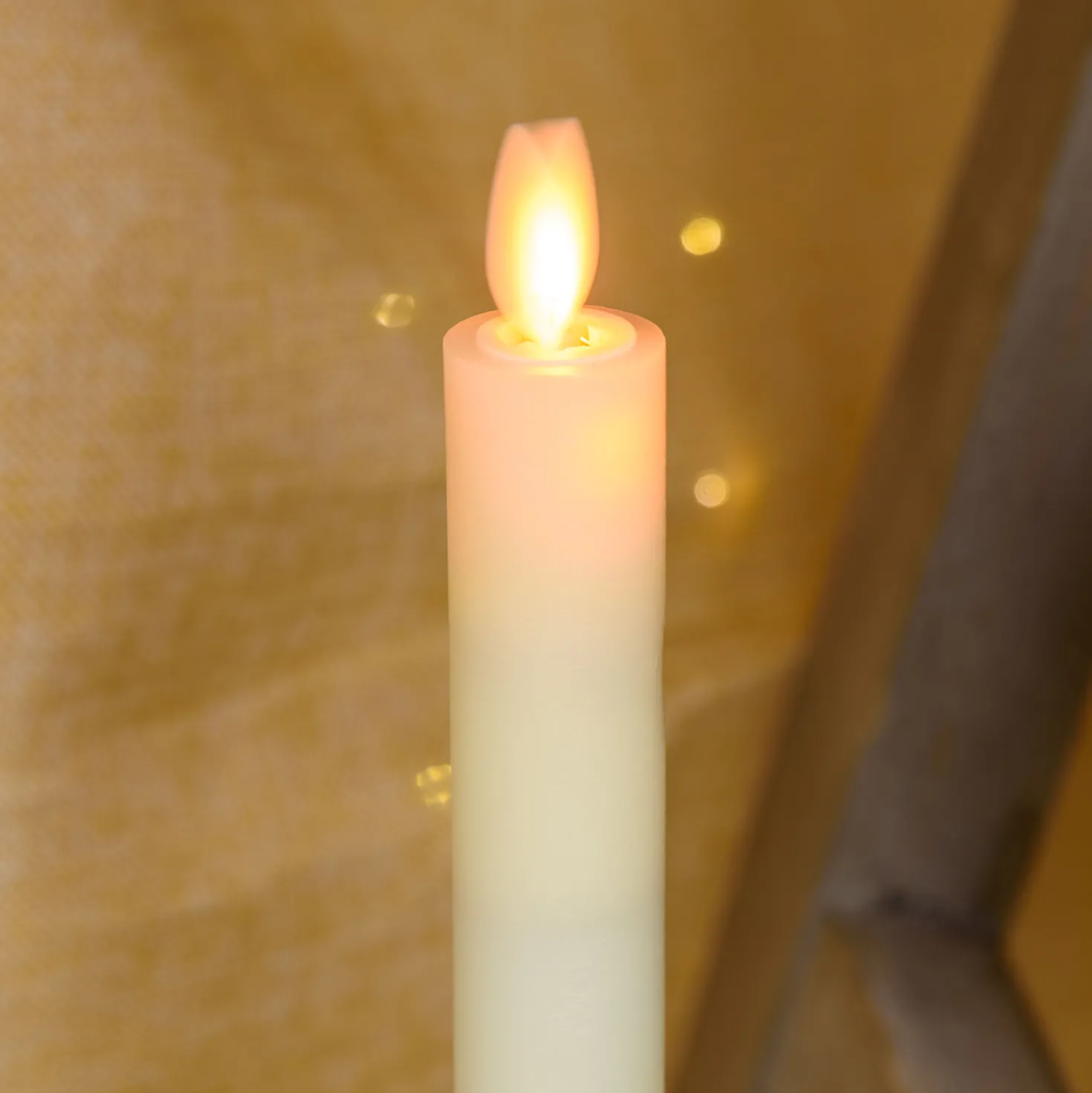 Set 2 candele sottili lunghe in cera avorio, h 23 cm