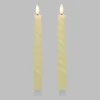 Set 2 Candele stelo avorio a spirale in cera, fiamma 3D con stoppino