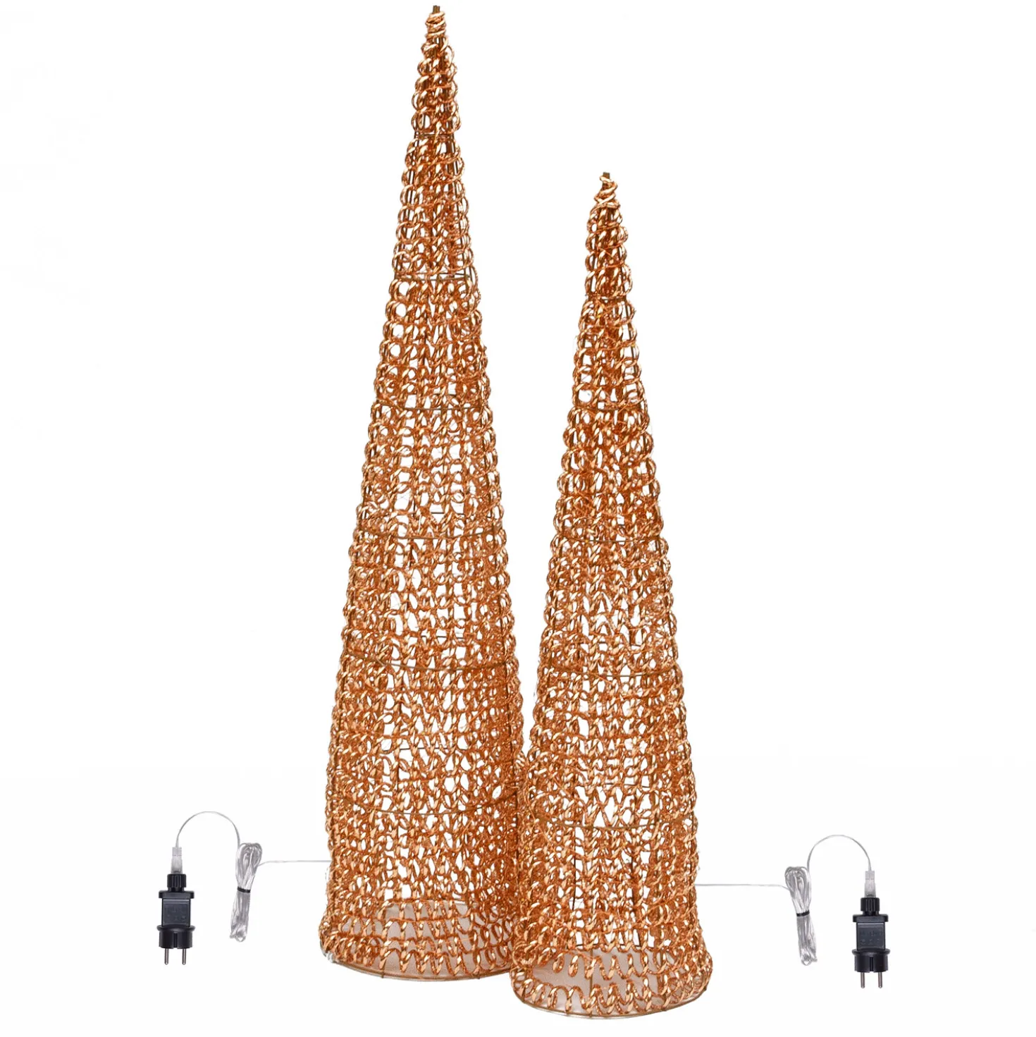 Set 2 coni 3D Rose Gold, filo a spirale, microled bianco caldo