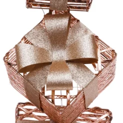 Set 3 Pacchi Regalo a coste 3D Rose Gold, h 73 cm, 350 microled bianco caldo