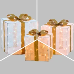 Set 3 pacchi regalo 3D Light Cream & Brown, 240 Dual LED bianco extra caldo e bianco freddo