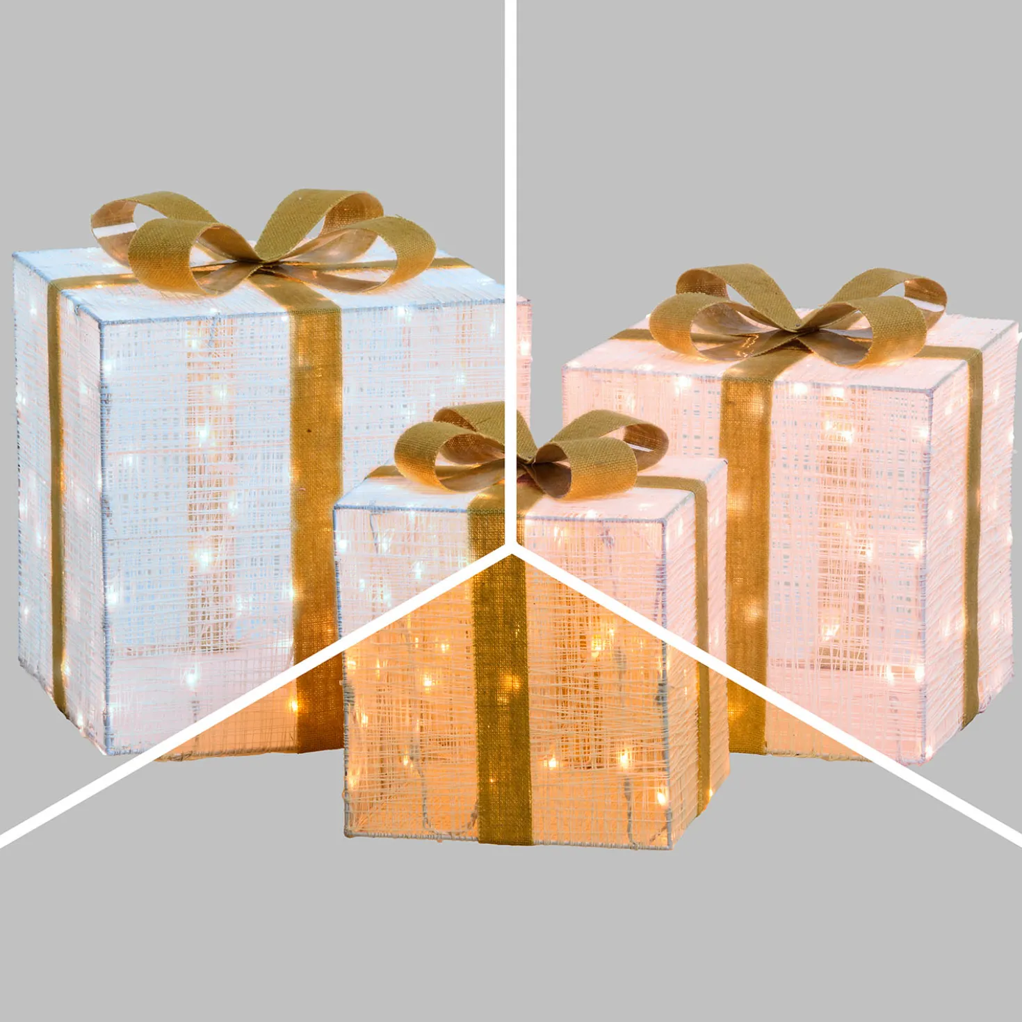 Set 3 pacchi regalo 3D Light Cream & Brown, 240 Dual LED bianco extra caldo e bianco freddo