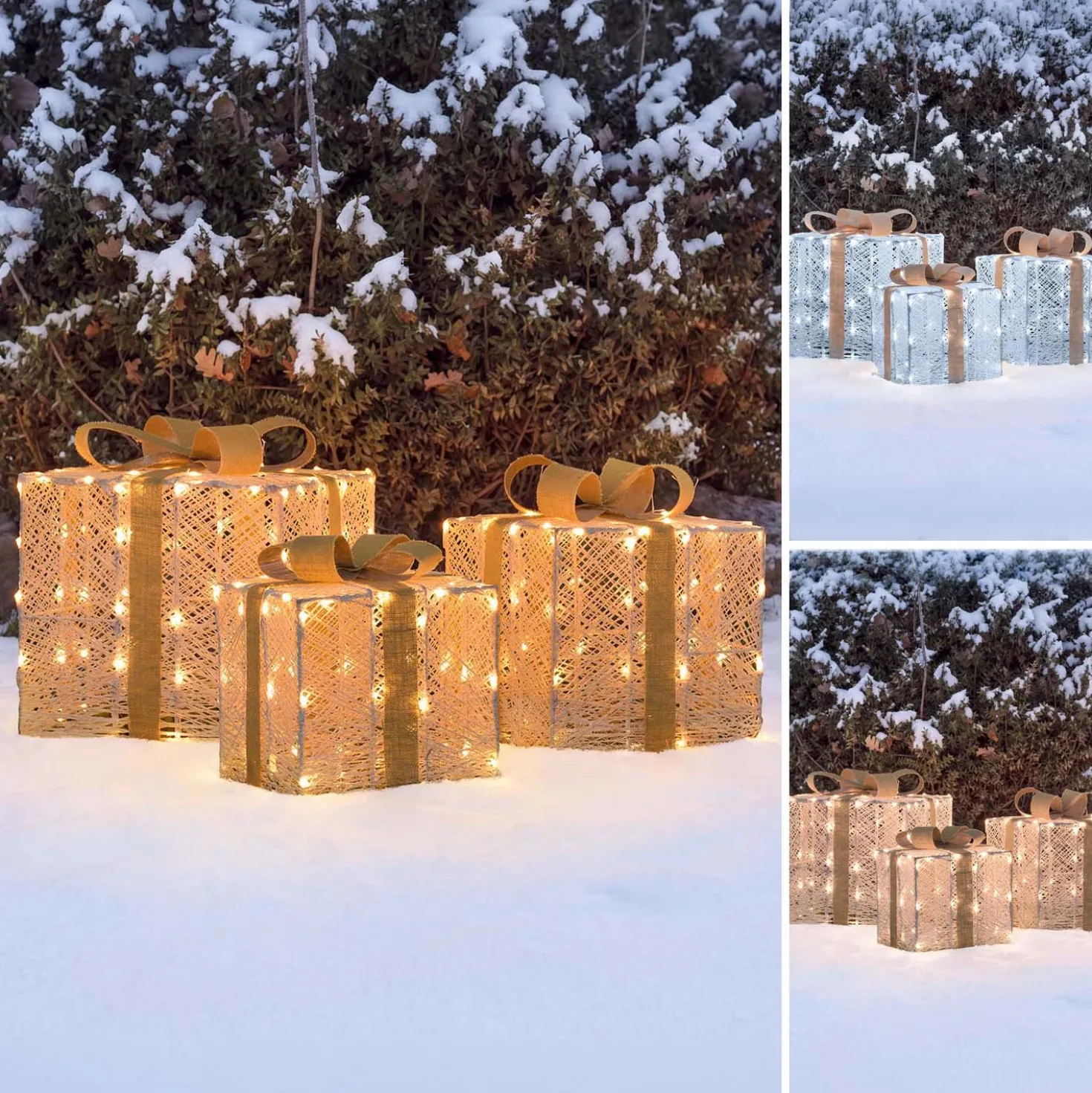 Set 3 pacchi regalo 3D Light Cream & Brown, 240 Dual LED bianco extra caldo e bianco freddo