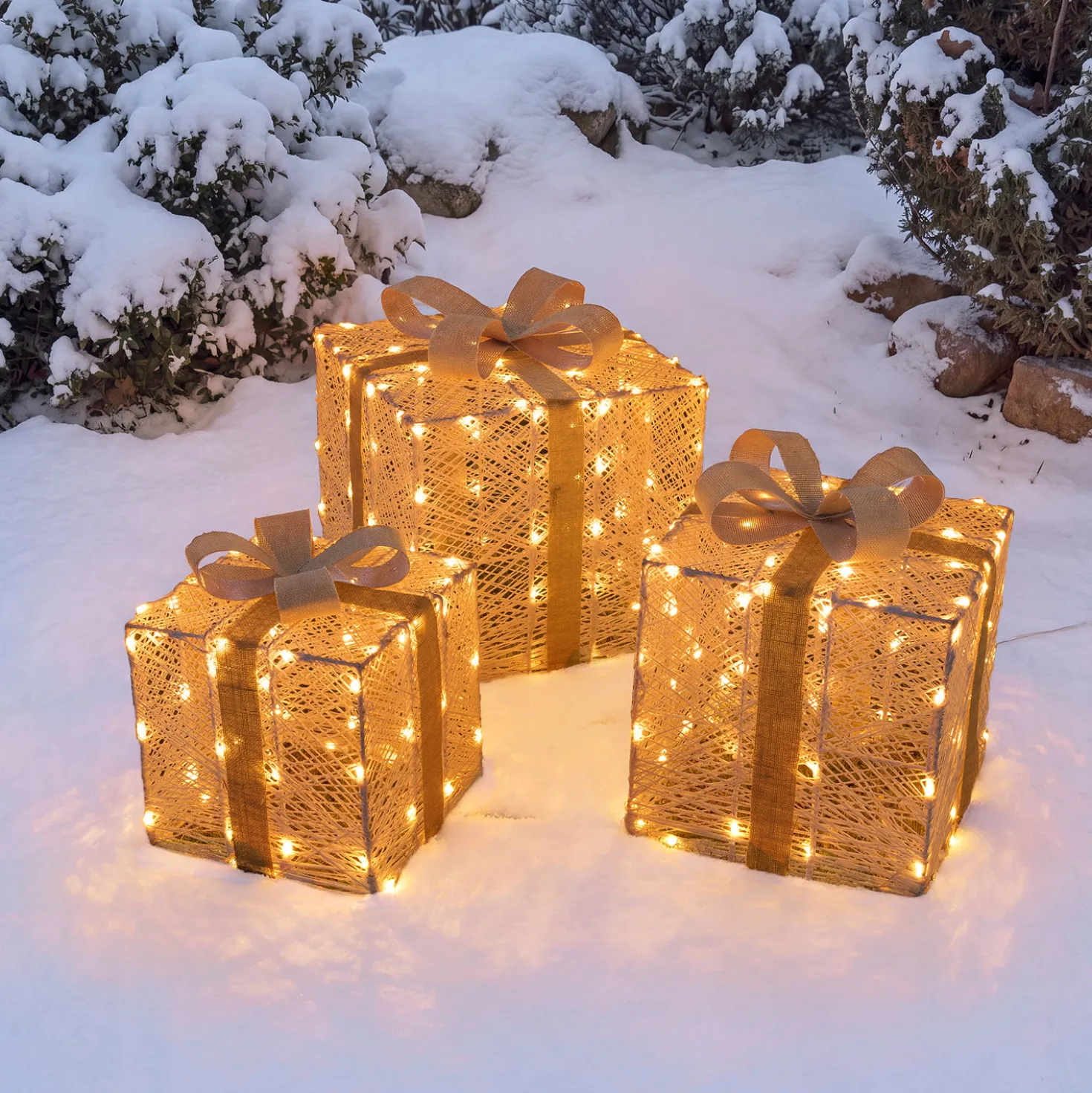 Set 3 pacchi regalo 3D Light Cream & Brown, 240 Dual LED bianco extra caldo e bianco freddo