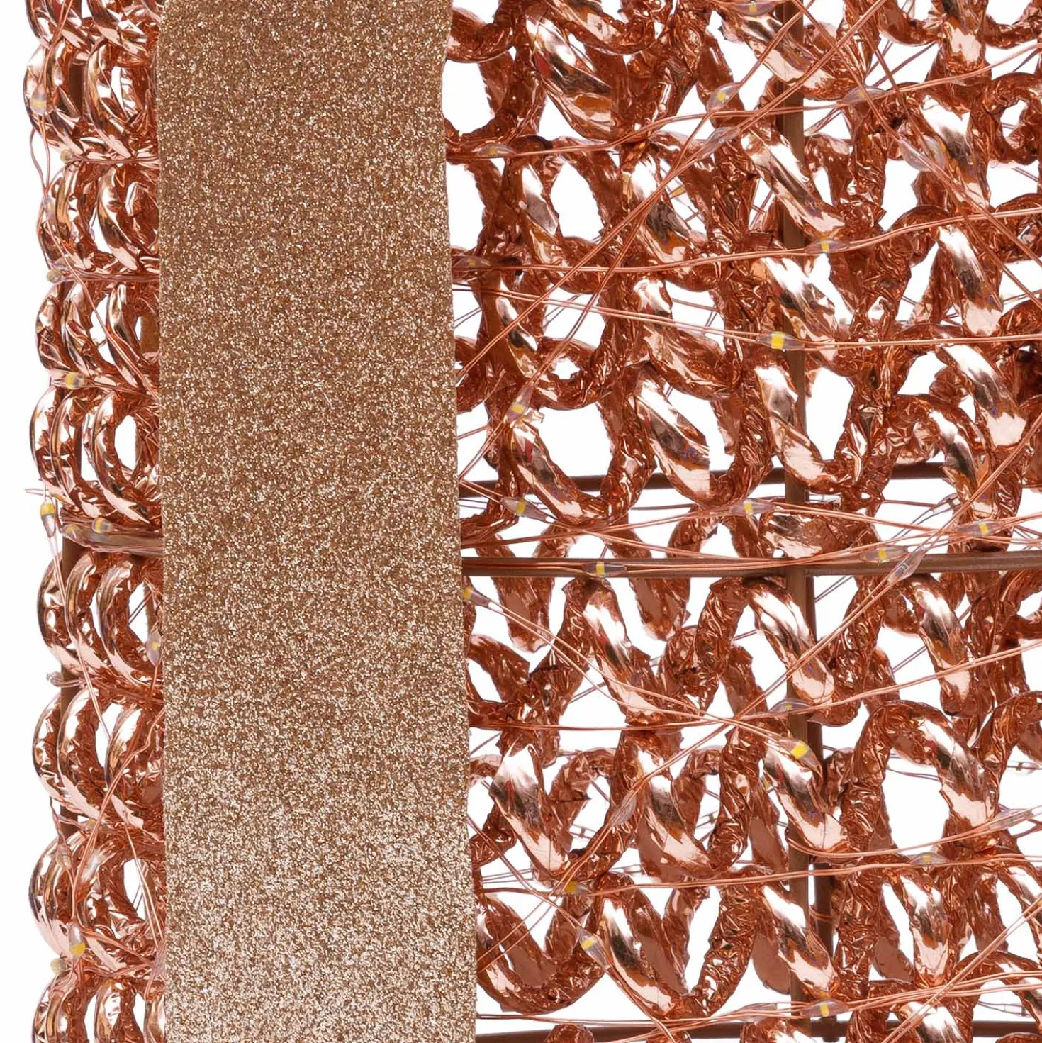Set 3 Pacchi Regalo 3D Rose Gold, filo a spirale, forma cilindrica, led bianco caldo
