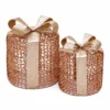 Set 2 Pacchi Regalo 3D Rose Gold, filo a spirale, forma cilindrica, led bianco caldo