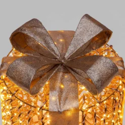 Set 2 Pacchi Regalo 3D Rose Gold, filo a spirale, forma cilindrica, led bianco caldo