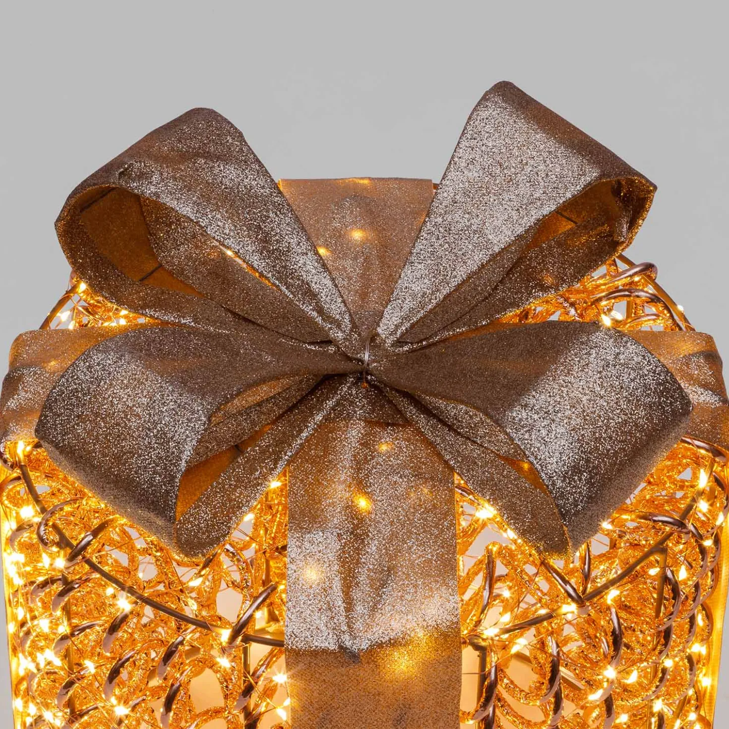 Set 2 Pacchi Regalo 3D Rose Gold, filo a spirale, forma cilindrica, led bianco caldo