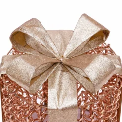 Set 2 Pacchi Regalo 3D Rose Gold, filo a spirale, forma cilindrica, led bianco caldo