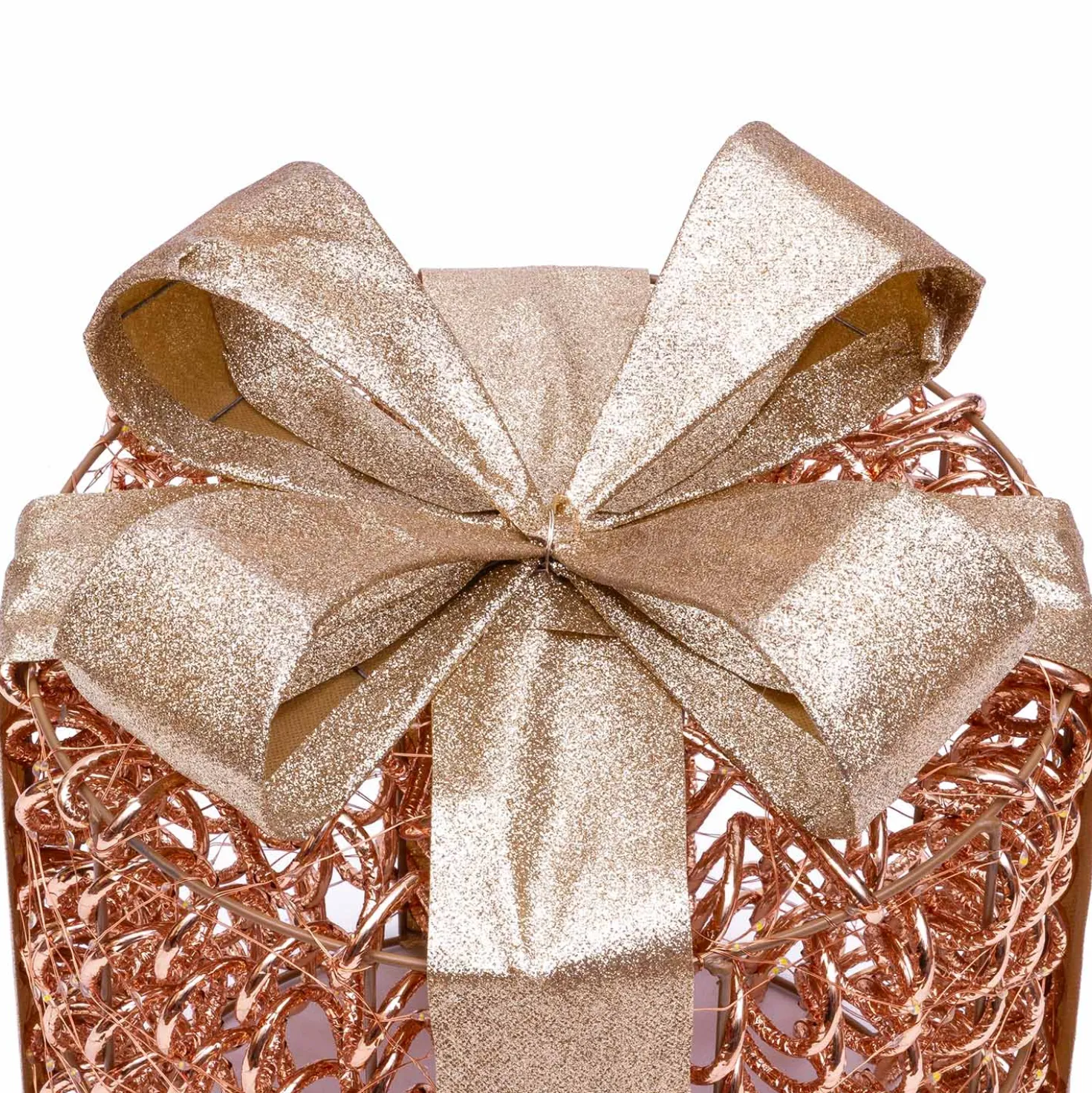 Set 2 Pacchi Regalo 3D Rose Gold, filo a spirale, forma cilindrica, led bianco caldo