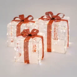 Set 3 Pacchi Regalo in acrilico, 240 Dual Color LED bianco caldo e bianco freddo