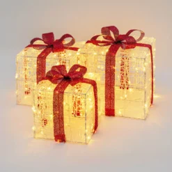Set 3 Pacchi Regalo in acrilico, 240 Dual Color LED bianco caldo e bianco freddo