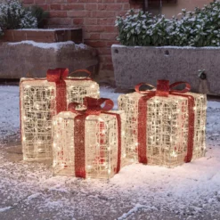 Set 3 Pacchi Regalo in acrilico, 240 Dual Color LED bianco caldo e bianco freddo