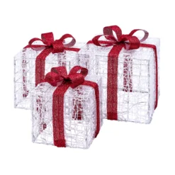 Set 3 Pacchi Regalo in acrilico, 240 Dual Color LED bianco caldo e bianco freddo