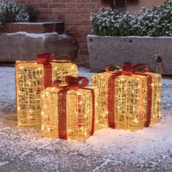 Set 3 Pacchi Regalo in acrilico, 240 Dual Color LED bianco caldo e bianco freddo