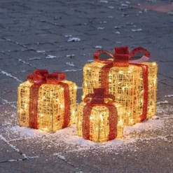 Set 3 Pacchi Regalo in acrilico, 120 Dual Color LED bianco caldo e bianco freddo