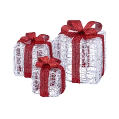 Set 3 Pacchi Regalo in acrilico, 120 Dual Color LED bianco caldo e bianco freddo
