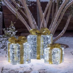 Set 3 Pacchi Regalo in acrilico, 150 Dual Color LED bianco caldo e bianco freddo
