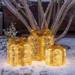 Set 3 Pacchi Regalo in acrilico, 150 Dual Color LED bianco caldo e bianco freddo