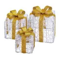 Set 3 Pacchi Regalo in acrilico, 150 Dual Color LED bianco caldo e bianco freddo