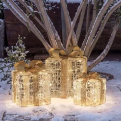 Set 3 Pacchi Regalo in acrilico, 150 Dual Color LED bianco caldo e bianco freddo