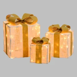 Set 3 Pacchi Regalo Light Cream & Brown, 120 led bianco extra caldo