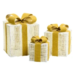 Set 3 Pacchi Regalo Light Cream & Brown, 120 led bianco extra caldo