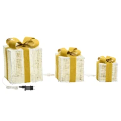 Set 3 Pacchi Regalo Light Cream & Brown, 120 led bianco extra caldo