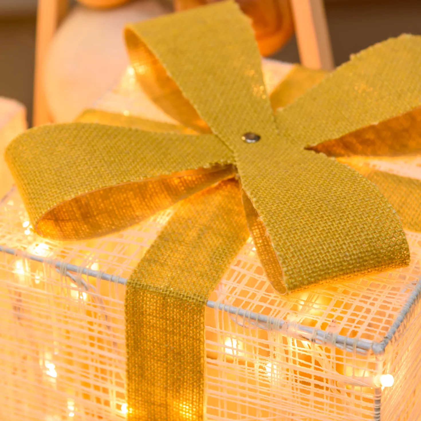 Set 3 Pacchi Regalo Light Cream & Brown, 120 led bianco extra caldo