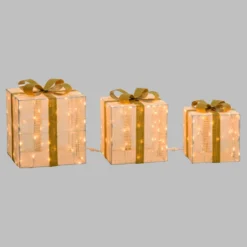 Set 3 Pacchi Regalo Light Cream & Brown, 240 led bianco extra caldo