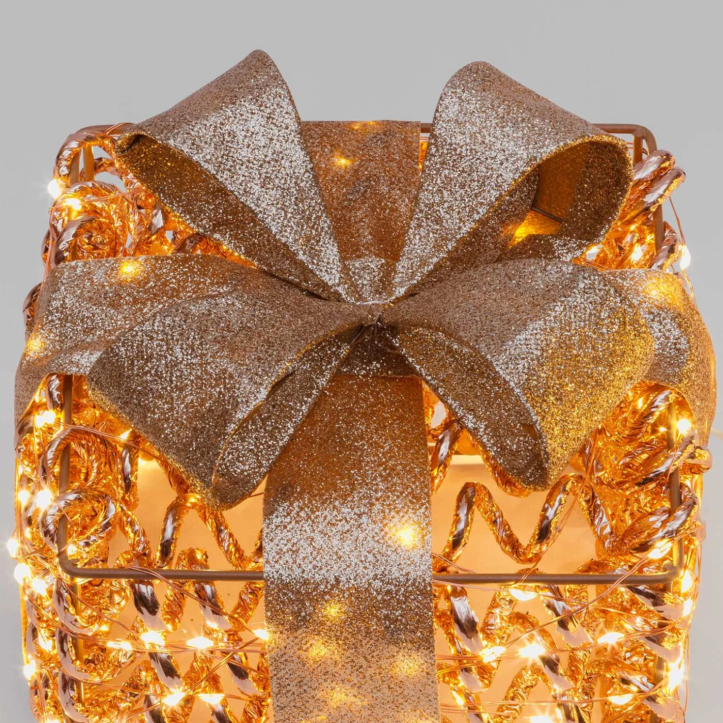 Set 3 Pacchi Regalo luminosi 3D Rose Gold, filo a spirale, led bianco caldo