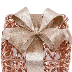 Set 3 Pacchi Regalo luminosi 3D Rose Gold, filo a spirale, led bianco caldo