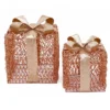 Set 2 Pacchi Regalo luminosi 3D Rose Gold, filo a spirale, led bianco caldo