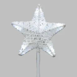 Set 6 Stelle Bianche 3D Ø 10cm con picchetto, Dual Color LED bianco caldo e freddo