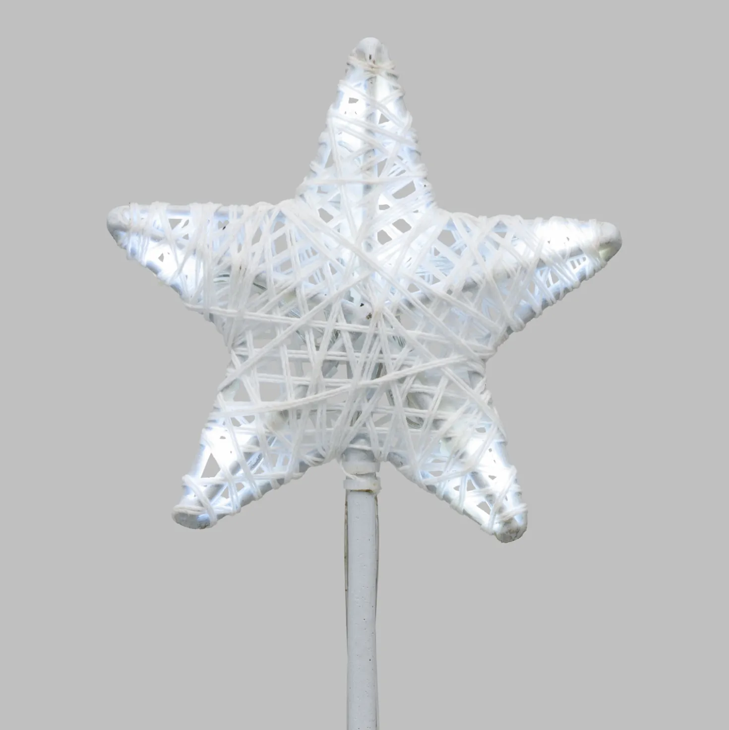 Set 6 Stelle Bianche 3D Ø 10cm con picchetto, Dual Color LED bianco caldo e freddo