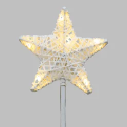 Set 6 Stelle Bianche 3D Ø 10cm con picchetto, Dual Color LED bianco caldo e freddo