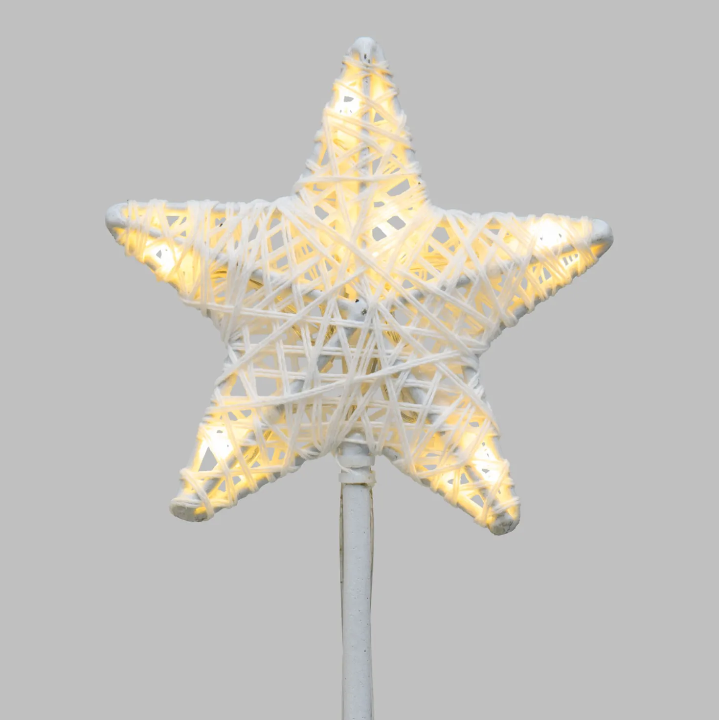 Set 6 Stelle Bianche 3D Ø 10cm con picchetto, Dual Color LED bianco caldo e freddo