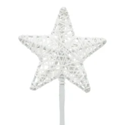 Set 6 Stelle Bianche 3D Ø 10cm con picchetto, Dual Color LED bianco caldo e freddo