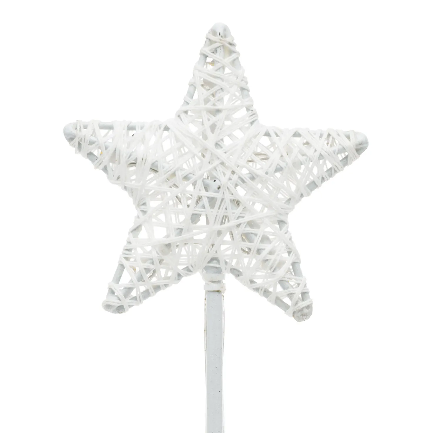 Set 6 Stelle Bianche 3D Ø 10cm con picchetto, Dual Color LED bianco caldo e freddo