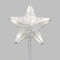 Set 6 Stelle Bianche 3D Ø 10cm con picchetto, Dual Color LED bianco caldo e freddo