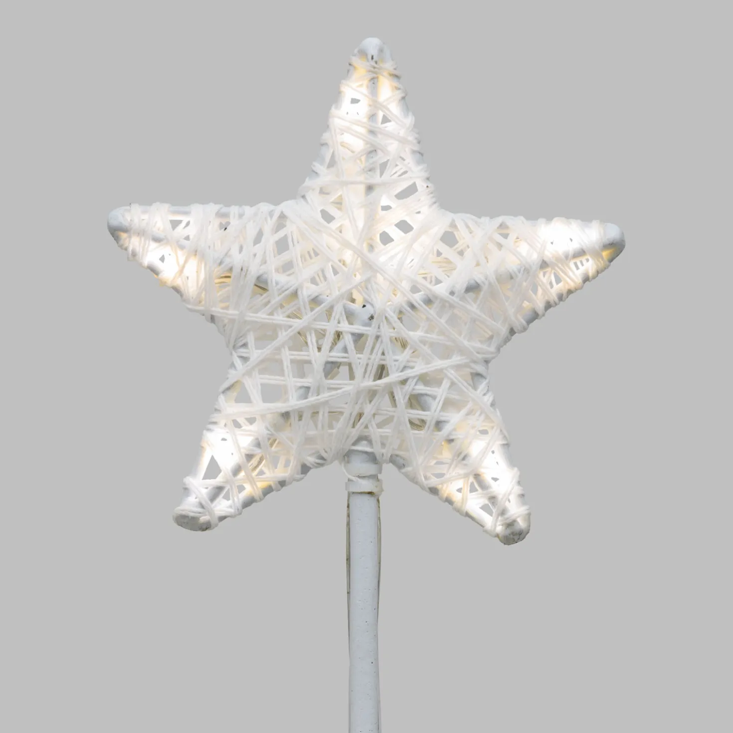 Set 6 Stelle Bianche 3D Ø 10cm con picchetto, Dual Color LED bianco caldo e freddo