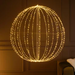 Sfera bianca ripiegabile 3D, Ø 94 cm, microled bianco caldo e freddo, uso interno