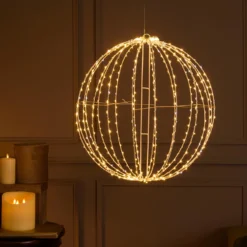 Sfera bianca ripiegabile 3D, Ø 54 cm, microled bianco caldo e freddo, uso interno