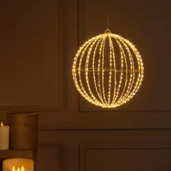 Sfera bianca ripiegabile 3D, Ø 30 cm, microled bianco caldo e freddo, uso interno