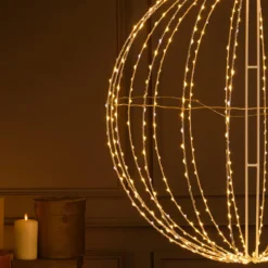 Sfera bianca ripiegabile 3D, Ø 74 cm, microled bianco caldo e freddo, uso interno