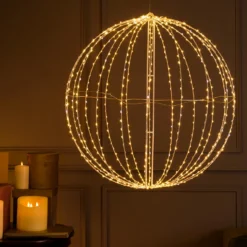 Sfera bianca ripiegabile 3D, Ø 74 cm, microled bianco caldo e freddo, uso interno