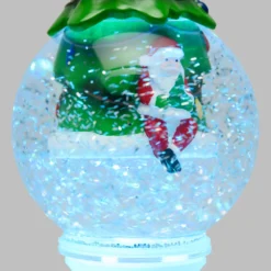 Sfera con Albero e Babbo Natale, led RGB cambiacolore