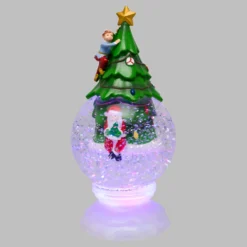 Sfera con Albero e Babbo Natale, led RGB cambiacolore