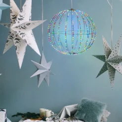 Sfera 3D ripiegabile bianca Ø 40 cm, micro led RGB cambiacolore